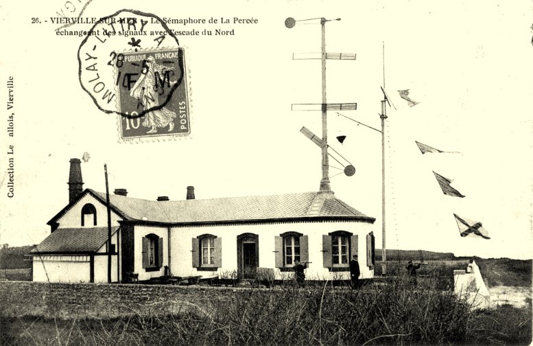 L'ancien sémaphore, modèle Depillion, encore en service en 1937, armé par 2 officiers mariniers de la Marine Nationale, logés sur place avec leur famille. L'ens