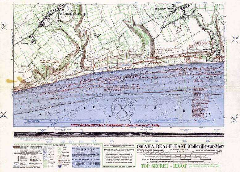 Carte d’Omaha Beach East, mise à jour le 12 mai 1944.