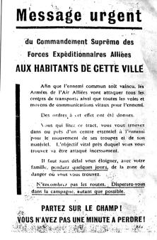 Tract jeté sur les agglomérations qui devaient être bombardée