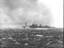 Destroyer under German battery fire (details) destroyer USS "Thompson"