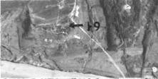 Les photos du WN60 , prises par les Alliés avant le débarquement (détails) 10 mai, WN 60-61-62 (détails) 12h00, le 6 juin, le WN60 La fléche indique le canon de 75mm fran