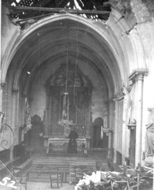 The mass for GIs in the roofless nave in September 1944: