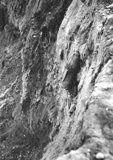 (détails) obus de 270 mm piégé, dans la falaise entre la Percée et Vierville (il y en avait tous les 100mètres environ, ils étaient encore là en 1946, avant le déminage g