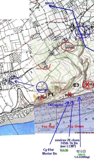 (details) June 6 afternoon operations in the Colleville area