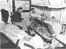 (details) the infirmary where the wounded from the fighting are treated