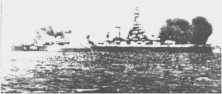 the USS "Texas" in action (details)