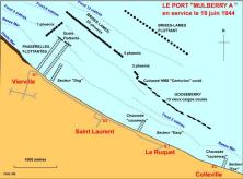 (details) The Omaha Beach Harbour Project, as designed on May 13, 44 (details) (see details) Harbour sketch on June 18, in its status before the storm d